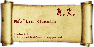 Mátis Klaudia névjegykártya