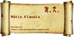 Mátis Klaudia névjegykártya